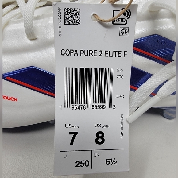 adidas Soccer Copa Pure 2 Elite FG Cloud White Blue Cleats IG6402 Men\'s Size 7 main image 8